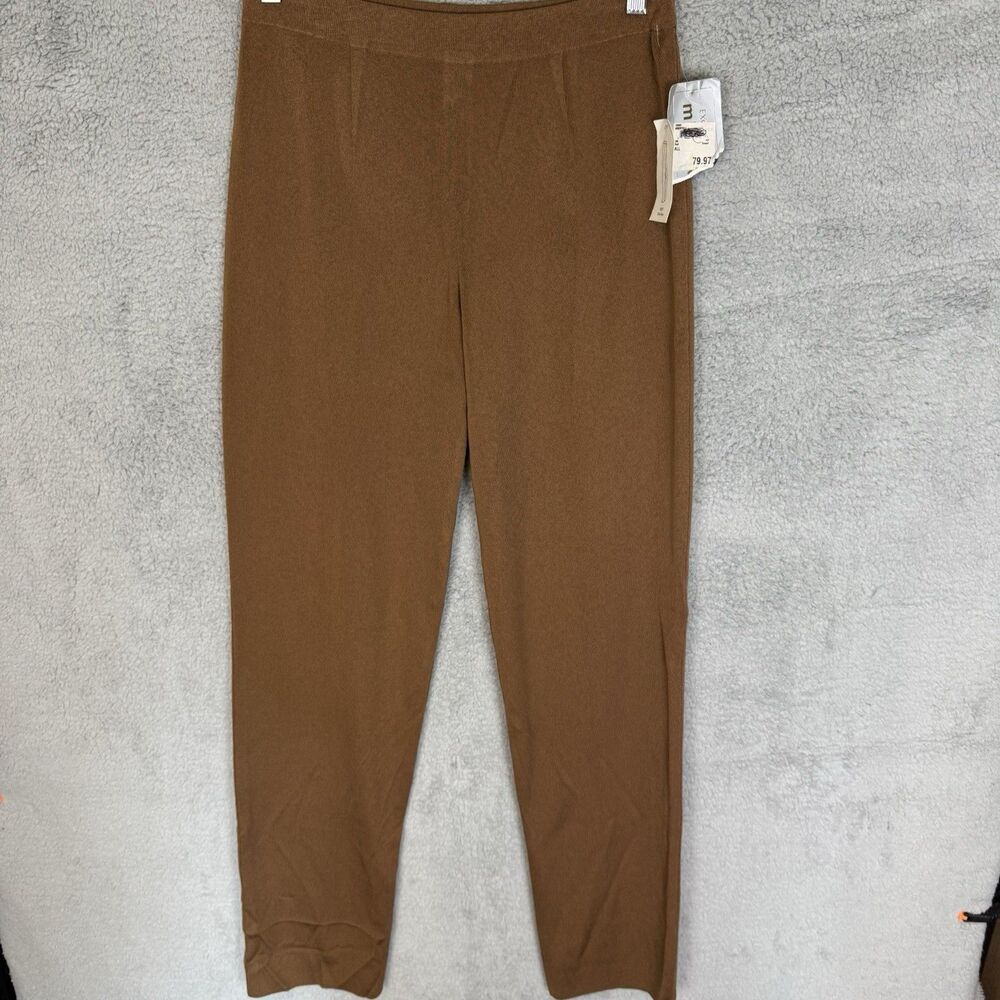 Misook Pants Womens Size XS Brown Knit Ankle Pull‎ on Casual Acrylic NWT